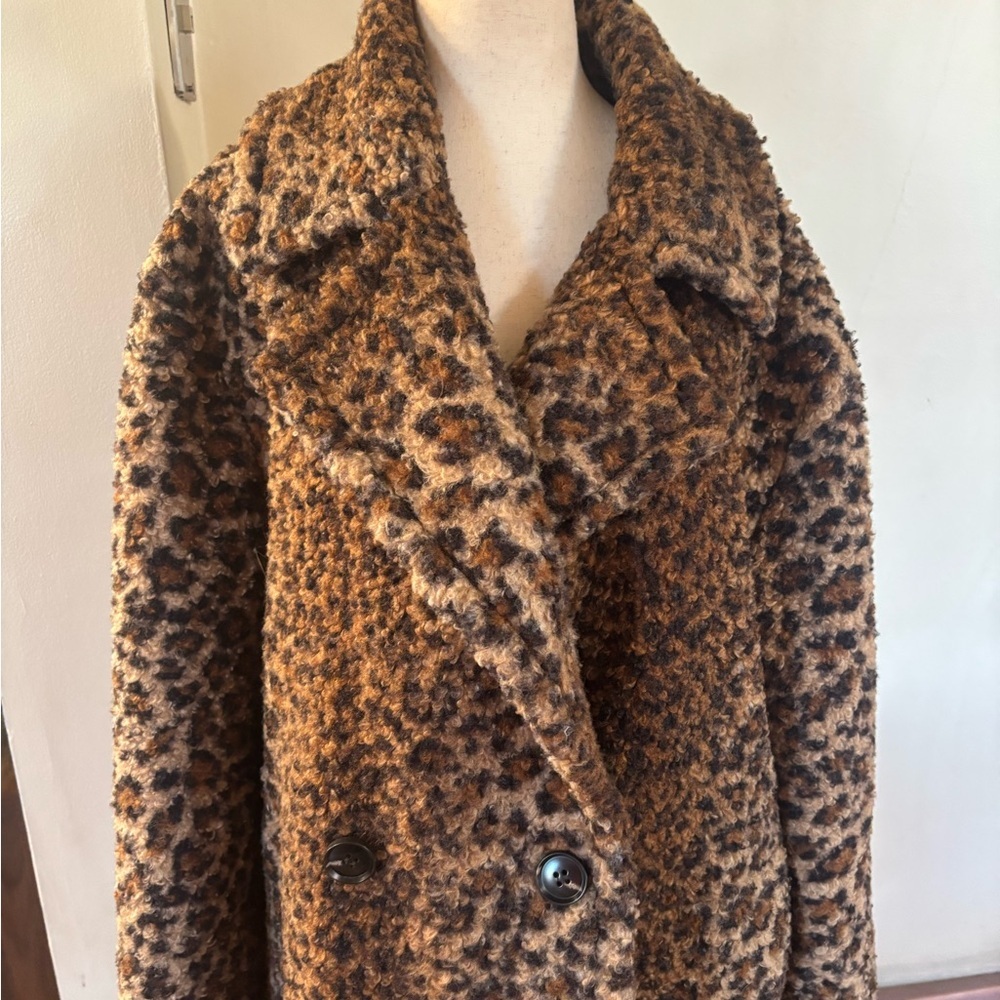 Bernardo animal print double breasted Boucle coat large - Picture 3 of 5